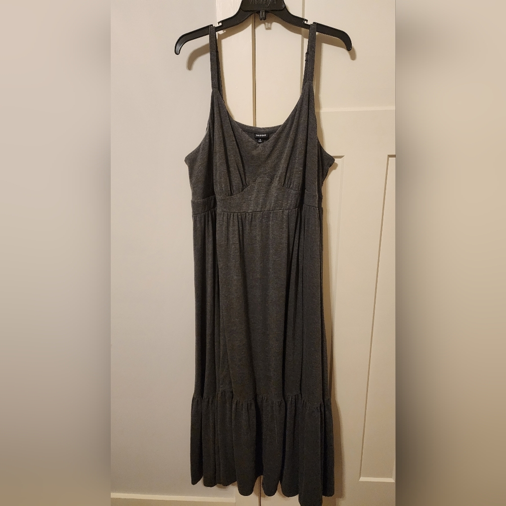 Torrid Adjustable Spaghetti Strap Stretch Jersey Ruffle Hem Maxi Dress Size 5X